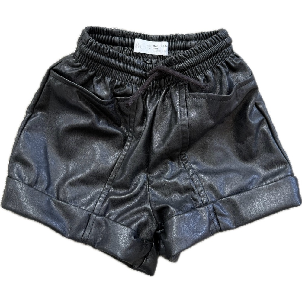 Zara Black Faux Leather Toddler Shorts